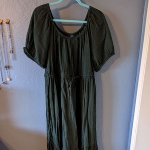 Old Navy Bottle Green Peasant Midi Dress sz Large